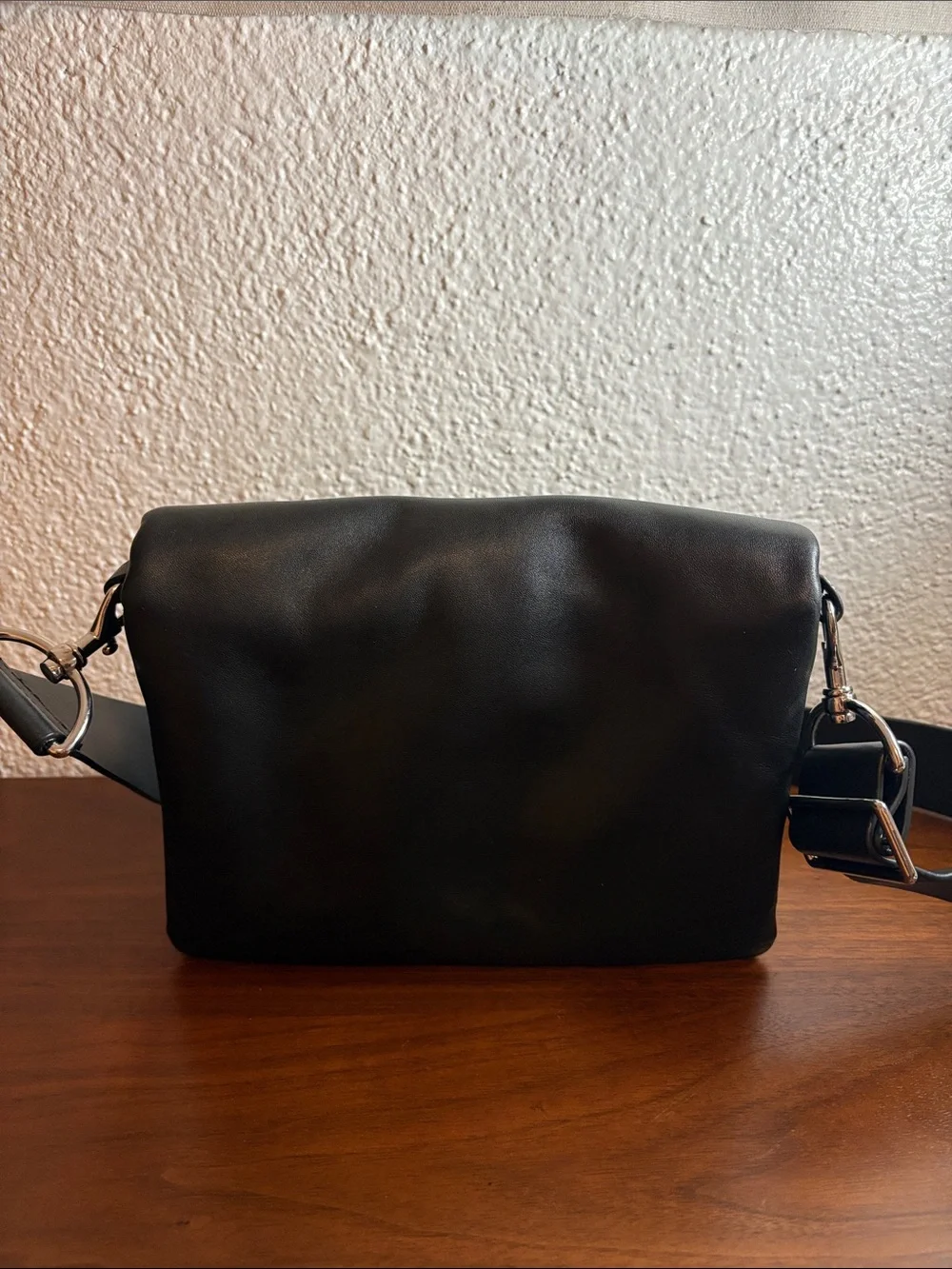 & Other Stories Suede Triple Compartment Crossbody Bag - Black Leather